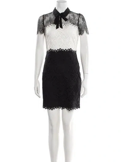 Pre-owned Sandro Lace Pattern Mini Dress In Black