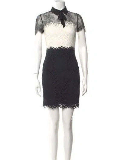 Pre-owned Sandro Lace Pattern Mini Dress In Black