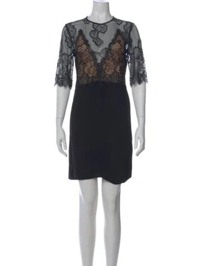 Pre-owned Sandro Lace Pattern Mini Dress In Black