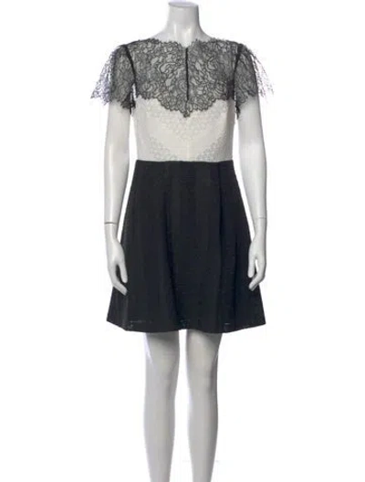 Pre-owned Sandro Lace Pattern Mini Dress In Black