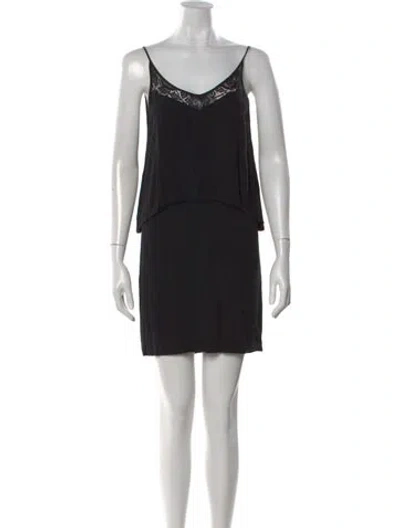 Pre-owned Sandro Lace Pattern Mini Dress In Black