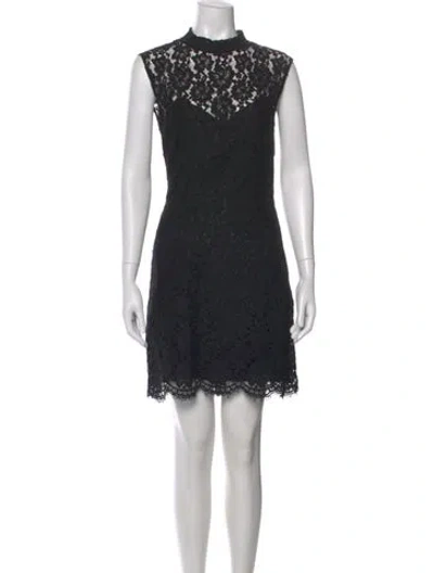 Pre-owned Sandro Lace Pattern Mini Dress In Black