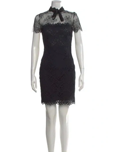 Pre-owned Sandro Lace Pattern Mini Dress In Black