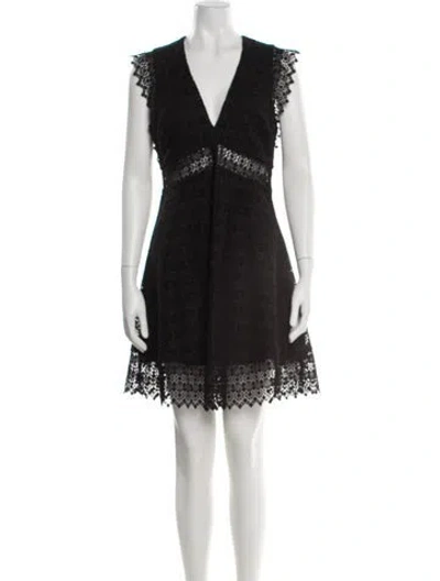 Pre-owned Sandro Lace Pattern Mini Dress In Black