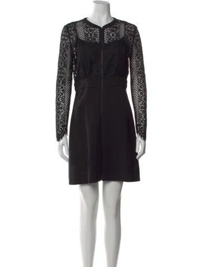 Pre-owned Sandro Lace Pattern Mini Dress In Black