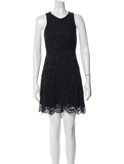 Pre-owned Sandro Lace Pattern Mini Dress In Black