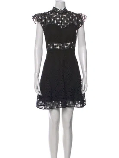 Pre-owned Sandro Lace Pattern Mini Dress In Black