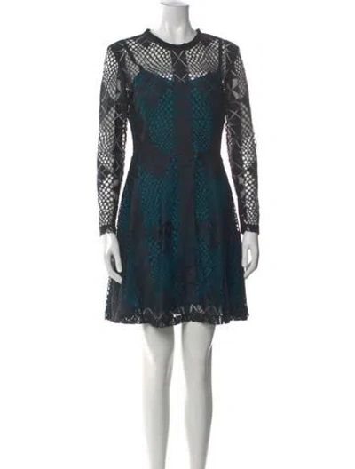 Pre-owned Sandro Lace Pattern Mini Dress In Black