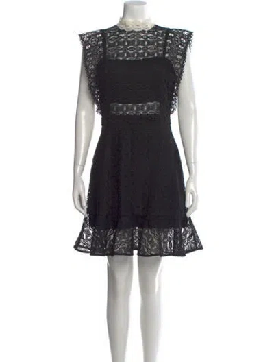 Pre-owned Sandro Lace Pattern Mini Dress In Black