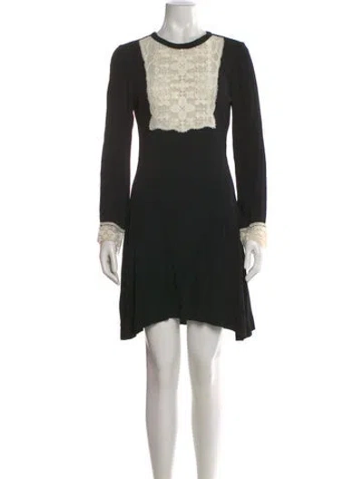 Pre-owned Sandro Lace Pattern Mini Dress In Black