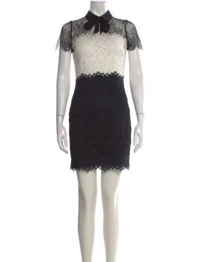Pre-owned Sandro Lace Pattern Mini Dress In Black
