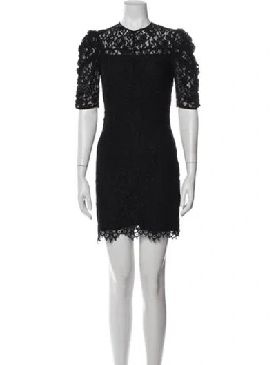 Pre-owned Sandro Lace Pattern Mini Dress In Black