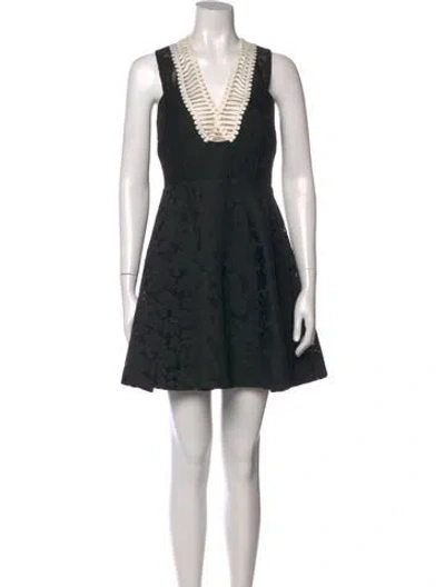 Pre-owned Sandro Lace Pattern Mini Dress In Black