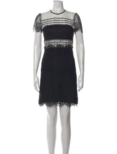 Pre-owned Sandro Lace Pattern Mini Dress In Black