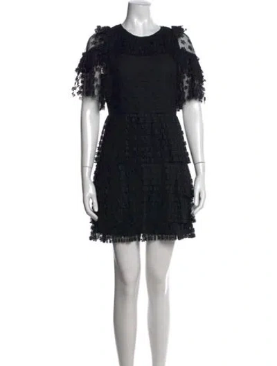 Pre-owned Sandro Lace Pattern Mini Dress In Black