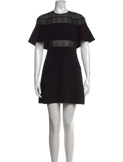 Pre-owned Sandro Lace Pattern Mini Dress In Black