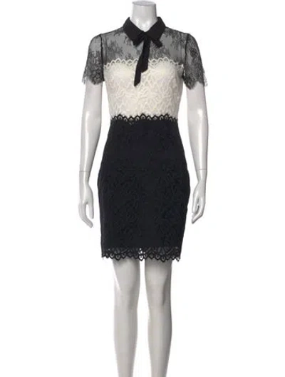 Pre-owned Sandro Lace Pattern Mini Dress In Black