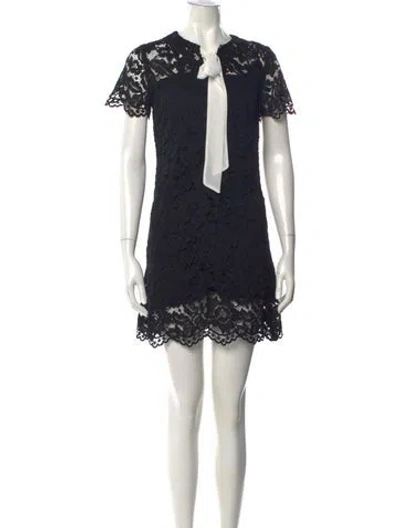 Pre-owned Sandro Lace Pattern Mini Dress In Black