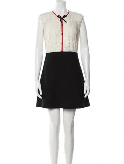 Pre-owned Sandro Lace Pattern Mini Dress In Black