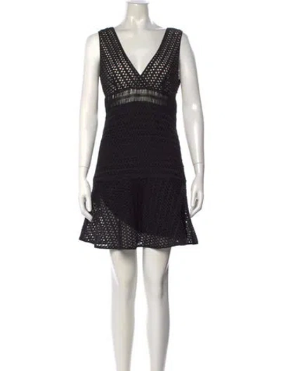 Pre-owned Sandro Lace Pattern Mini Dress In Black
