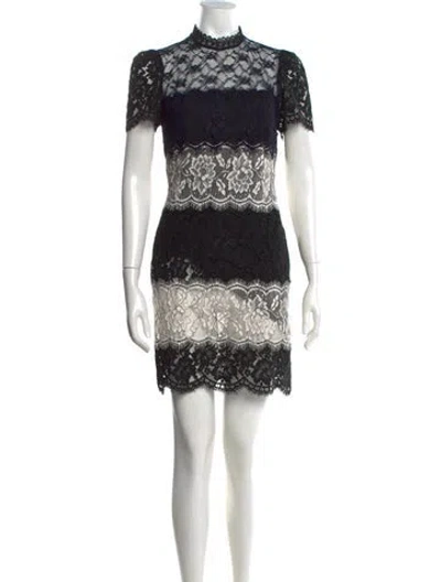 Pre-owned Sandro Lace Pattern Mini Dress In Black