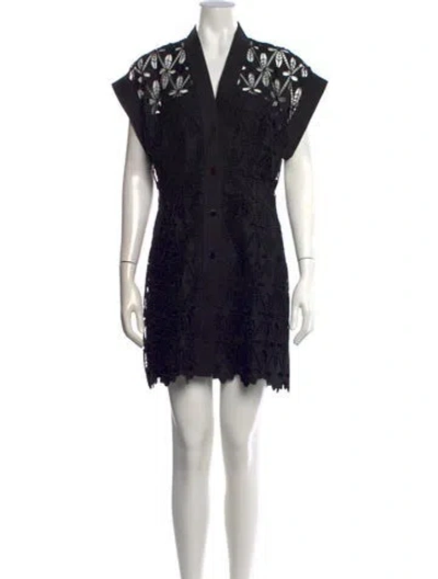 Pre-owned Sandro Lace Pattern Mini Dress In Black