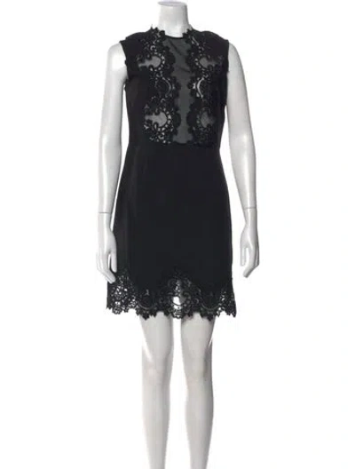 Pre-owned Sandro Lace Pattern Mini Dress In Black