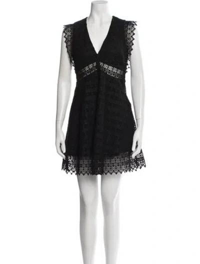 Pre-owned Sandro Lace Pattern Mini Dress In Black