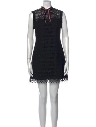 Pre-owned Sandro Lace Pattern Mini Dress In Black