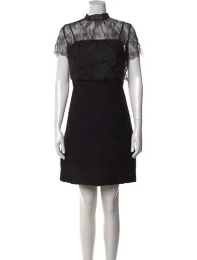 Pre-owned Sandro Lace Pattern Mini Dress In Black