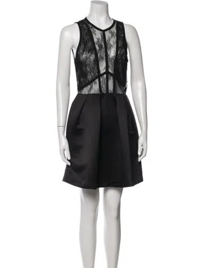 Pre-owned Sandro Lace Pattern Mini Dress In Black