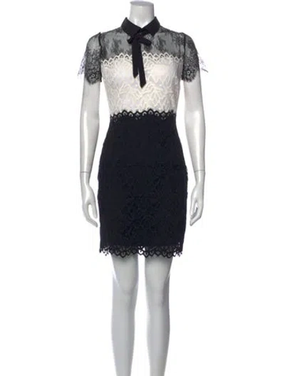 Pre-owned Sandro Lace Pattern Mini Dress In Black