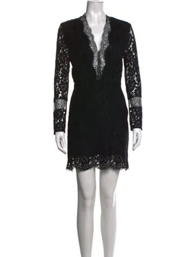 Pre-owned Sandro Lace Pattern Mini Dress In Black