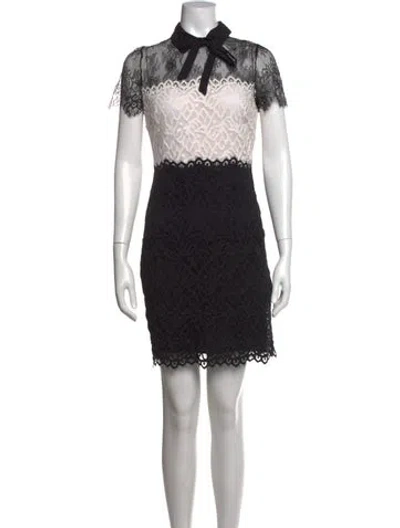 Pre-owned Sandro Lace Pattern Mini Dress In Black