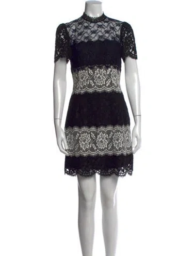 Pre-owned Sandro Lace Pattern Mini Dress In Black