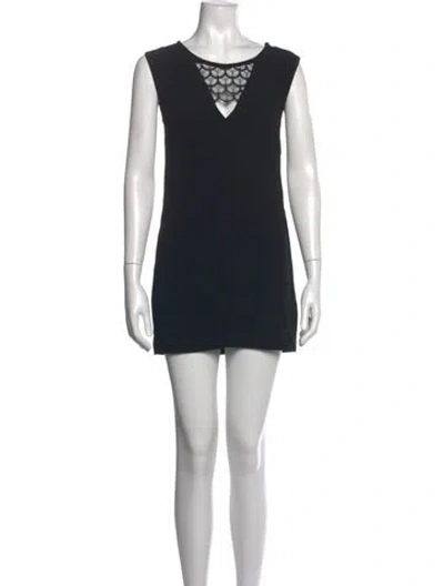Pre-owned Sandro Lace Pattern Mini Dress In Black