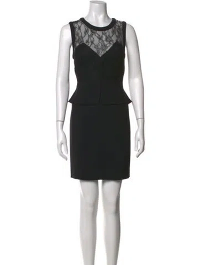 Pre-owned Sandro Lace Pattern Mini Dress In Black