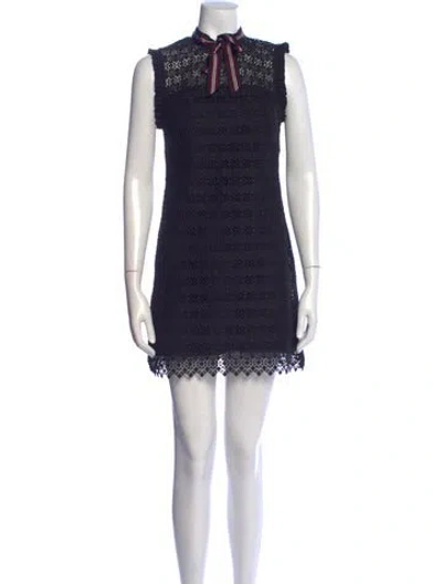 Pre-owned Sandro Lace Pattern Mini Dress In Black