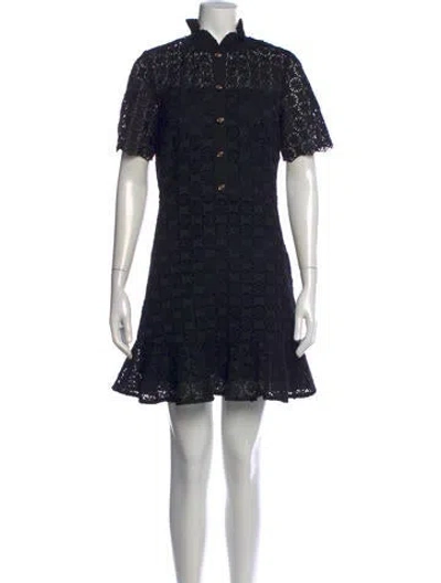 Pre-owned Sandro Lace Pattern Mini Dress In Black