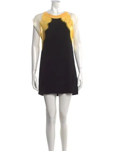 Pre-owned Sandro Lace Pattern Mini Dress In Black
