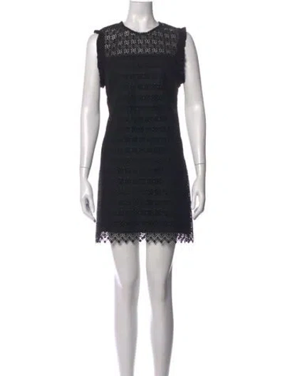 Pre-owned Sandro Lace Pattern Mini Dress In Black