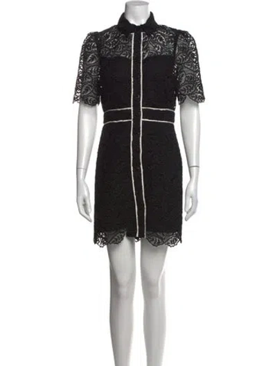 Pre-owned Sandro Lace Pattern Mini Dress In Black