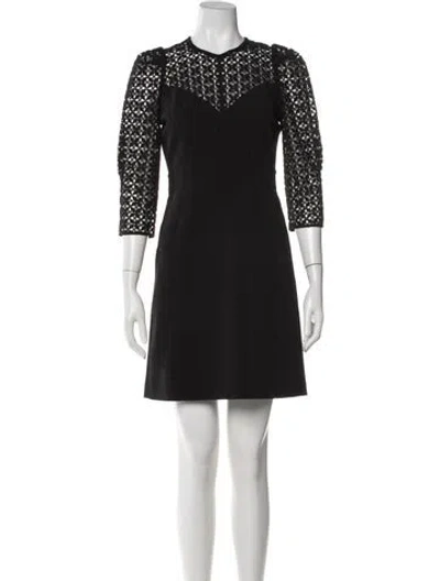 Pre-owned Sandro Lace Pattern Mini Dress In Black