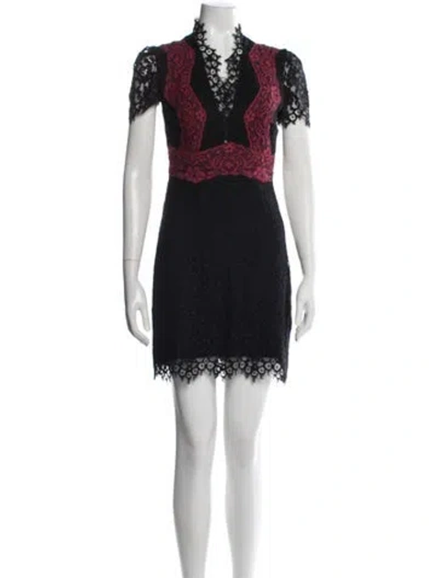 Pre-owned Sandro Lace Pattern Mini Dress In Black