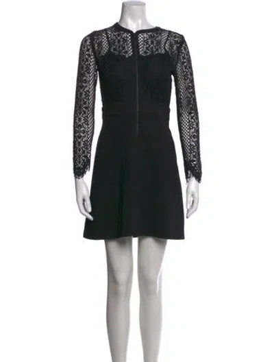 Pre-owned Sandro Lace Pattern Mini Dress In Black