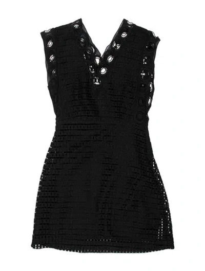 Pre-owned Sandro Lace Pattern Mini Dress In Black