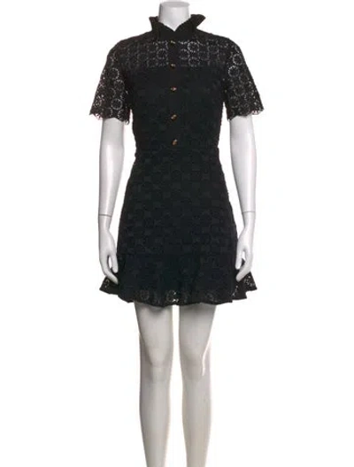 Pre-owned Sandro Lace Pattern Mini Dress In Black