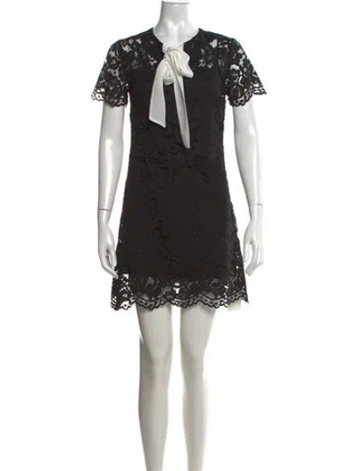 Pre-owned Sandro Lace Pattern Mini Dress In Black