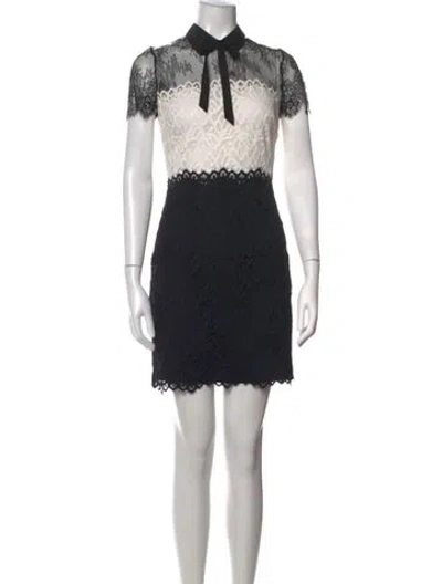 Pre-owned Sandro Lace Pattern Mini Dress In Black