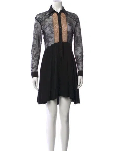 Pre-owned Sandro Lace Pattern Mini Dress In Black